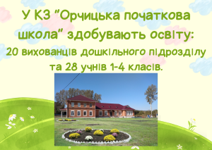 У КЗ “Орчицька початкова школа” здобувають освіту 20 вихованців